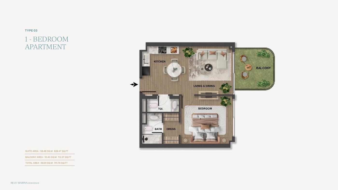 Blue Marina Residence at Dubai Islands Floor plan 1